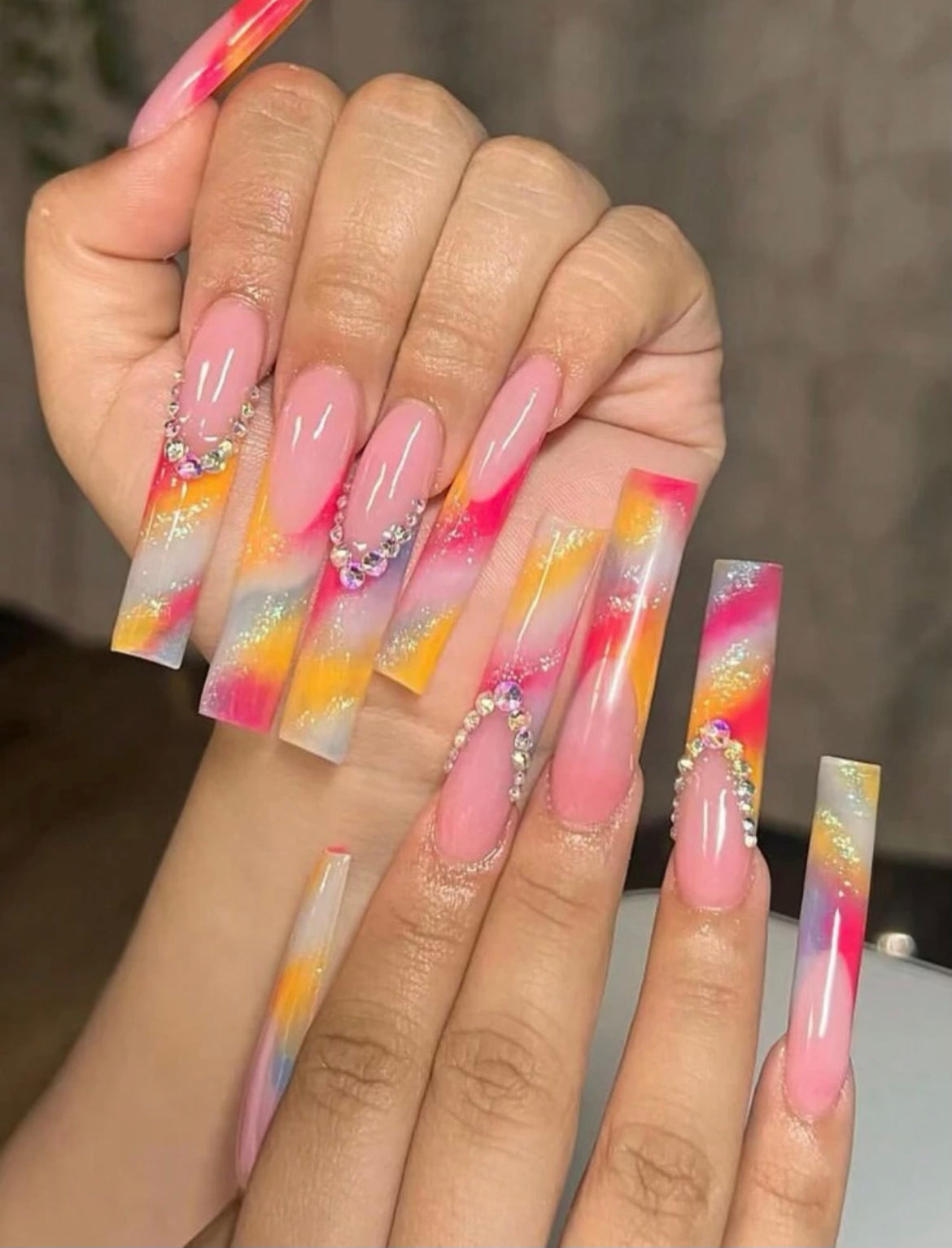 Pink Tropic Press Ons